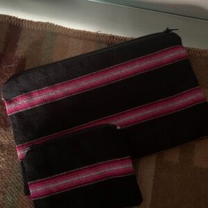 Black and Pink Striped Guatemalan Wallet And Coin Purse